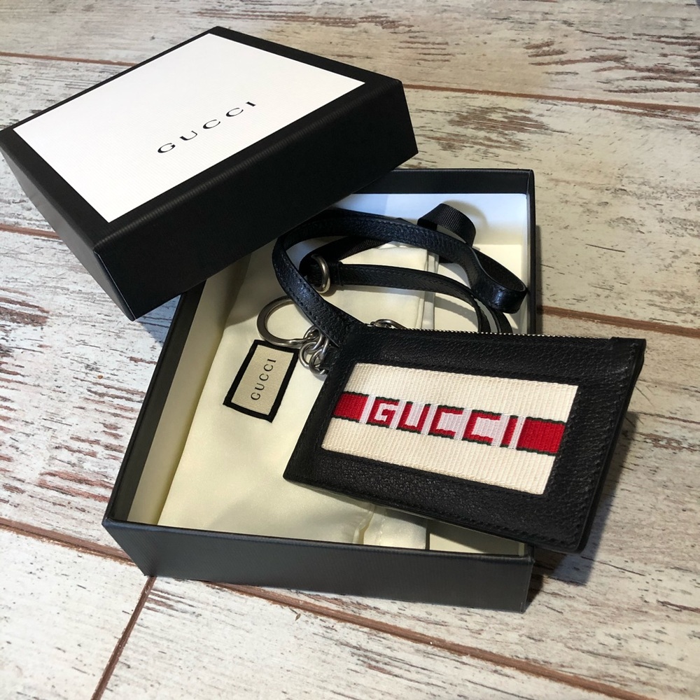 NEW Gucci stripe leather card case - Picture 1 of 3
